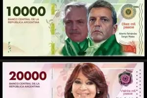 Un billete de $20.000 con la cara de Cristina Kirchner: el irónico posteo de Santilli y la respuesta de Galmarini
