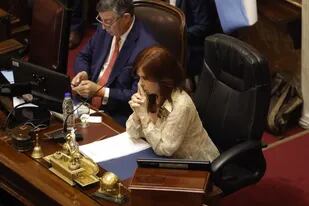 Cristina Kirchner se mantuvo sentada cuando el resto de los senadores despidió de pie a Esteban Bullrich