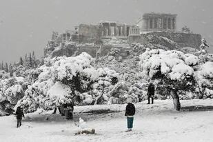 Histórica nevada en Atenas