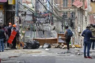 Barricadas en los alrededores de la Plaza Murillo, la más céntrica de La Paz