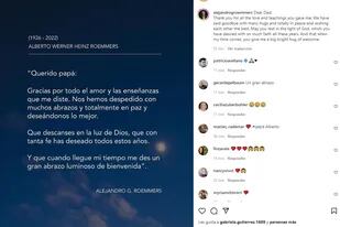 La publicación de Alejandro Roemmers en su perfil de Instagram