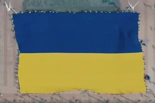 La bandera de Ucrania, símbolo central en el último video publicado por el presidente Volodomir Zelensky.