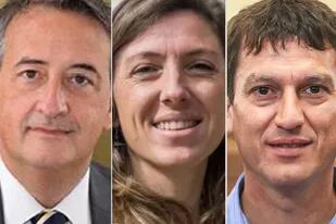 Nicolás Mayoraz, Natalia Armas Belavi y Juan Argañaraz, los tres legisladores de Santa Fe que propusieron eliminar el Ministerio de Igualdad, Género y Diversidad