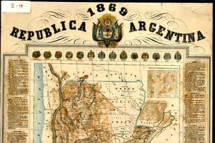 Un mapa de la República Argentina de 1869 con las 14 provincias de entonces