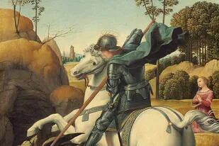 San Jorge y el dragón, pintura de Rafael Sanzio (1504-1506)