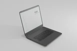 Un prototipo de Paper Laptop, la computadora portátil de Modos que usan una pantalla de tinta electrónica