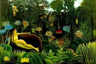 EL SUEÑO. Henri Rousseau, por medio de esta obra realizada en 1910, poco antes de su muerte, transporta a una selva que deja al descubierto su universo onírico