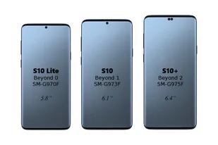 Los tres posibles modelos que tendrá el Galaxy S10, de acuerdo a una filtración basada en los modelos de fundas para el nuevo teléfono de Samsung