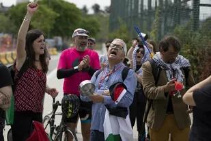 Los manifestantes que reclamaron contra el amistoso entre Argentina e Israel