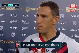 Maxi Rodríguez, emocionado, luego del partido que disputaron Boca Juniors y Newell's Old Boys