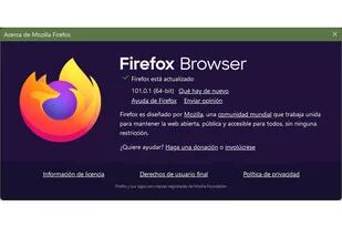 La versión actual del navegador de la Fundación Mozilla