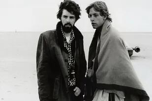 George Lucas junto a Mark Hamill en la filmación de Star Wars