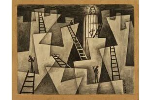 "Ascensión por las rocas" (1950), de Xul Solar. Galería Rubbers Internacional, Sección Principal