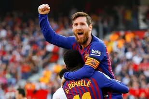 Febrero de 2019, Messi convierte tres goles frente a Sevilla