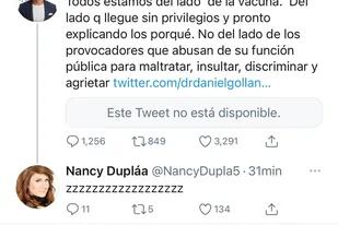 La captura del tuit que Nancy Dupláa eliminó minutos después