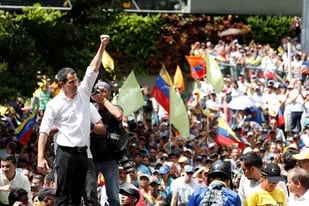 El presidente encargado de Venezuela durante su discurso en la plaza José Martí