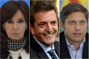 Cristina Fernández de Kirchner; Sergio Massa y Axel Kicillof