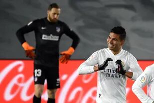 Casemiro celebra un gol con la camiseta de Real Madrid