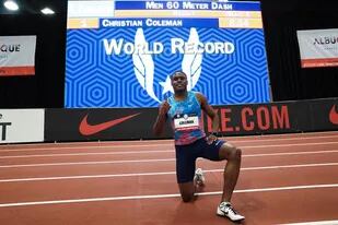 Christian Coleman con su record mundial