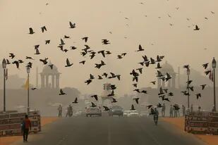 Por la densa capa de smog hay restricciones a la circulación de vehículos en la ciudad