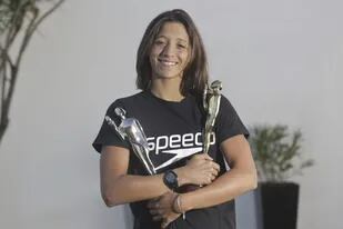 Delfina Pignatiello, feliz con sus premios Olimpia
