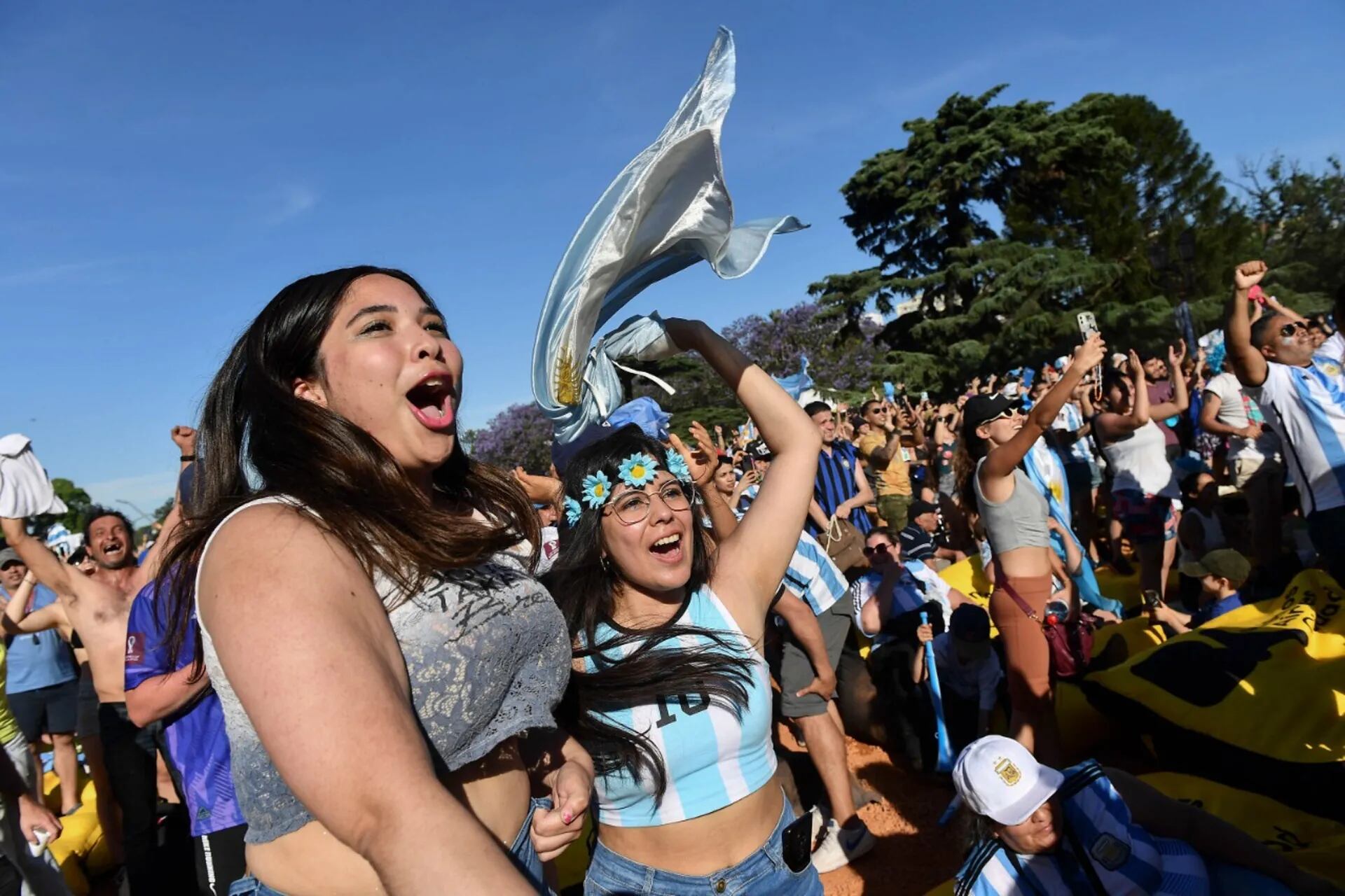 Los hinchas argentinos en el Fan Fest de Palermo
