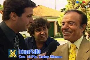 Carlos Menem, con Listorti, en la sección "El Insoportable" de VideoMatch.