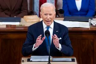 El presidente Joe Biden, en su anterior discurso del Estado de la Unión, en marzo del año pasado, en Washington. (Jim Lo Scalzo/Pool via AP, File)