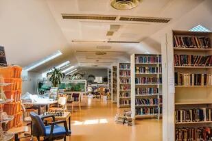 La biblioteca es un lujo: espaciosa, iluminada y con los libros perfectamente clasificados