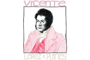 Retrato de Vicente López y Planes ilustrado por Max Aguirre