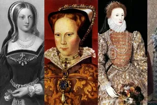 De izq. a der. y con años de reinado: Juana I, 10 al 19 de julio de 1553; María I, 1553-1558; Isabel I, 1558-1603; María II, 1689-1694