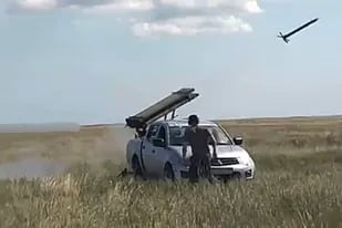 Lanzamisiles en una camioneta del ejército ucraniano