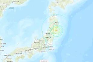 El epicentro del terremoto en Japón, según el USGS