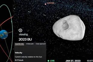Una imagen de la simulación de seguimiento del asteroide.