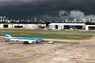 Aeroparque durante la tormenta