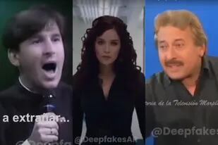 Los rostros de Lionel Messi, Natalia Oreiro y Guillermo Francella en los cuerpos de Ricardo Montaner, Scarlett Johansson y Norberto Degoas, gracias a una técnica llamada deepfake