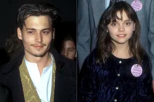 Johnny Depp y Christina Ricci en la premiere de Sirenas en 1990