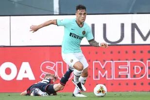 Lautaro Martínez, en acción este sábado ante Genoa, con escasa participación ofensiva
