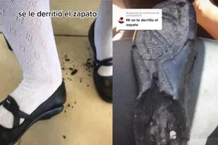 El intenso clima caliente de Ciudad Juárez terminó dañando el zapato de una estudiante