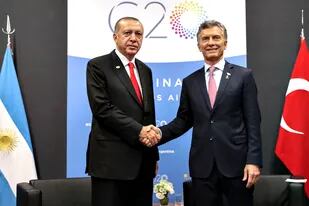 El presidente turco Recep Tayyip Erdogan junto al presidente Mauricio Macri