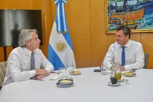 El presidente Alberto Fernández y el ministro de Economía, Sergio Massa, almorzaron hoy en el Palacio de Hacienda