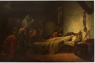 Pintura sobre la muerte de Colón de Francisco Ortego
