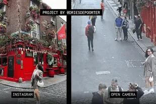 Un ejemplo del trabajo de Deporteer, con la foto publicada en Instagram, y la sesión de fotos tomada por una cámara de vigilancia