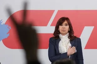 La vicepresidenta Cristina Fernández de Kirchner durante el acto de la CTA