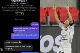 El festejo del gol del Pulga Rodríguez a pedido de una simpatizante de Colón