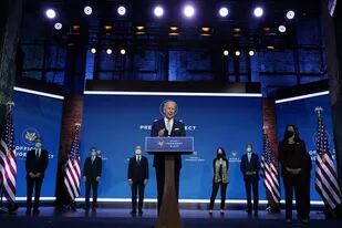 El presidente electo Joe Biden y la vicepresidenta electa Kamala Harris presentan a sus nominados y designados a puestos clave de seguridad nacional y política exterior en Wilmington, Delaware