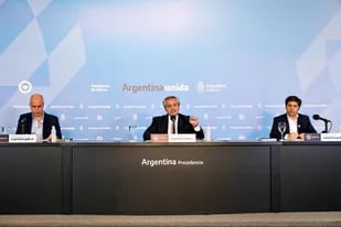 El Presidente brindó una conferencia de prensa desde Olivos junto al jefe de gobierno de la Ciudad, Horacio Rodríguez Larreta, y el gobernador bonaerense, Axel Kicillof