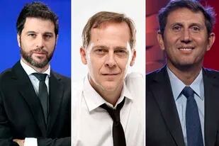 Rodolfo Depaoli, Matias Martin y Juan Pablo Varsky, tres periodistas de las señales que seguirán al seleccionado argentino en la Copa América de Brasil.