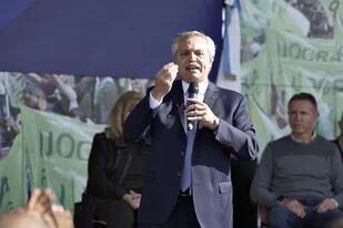 El presidente Alberto Fernández, en el acto de la Uocra