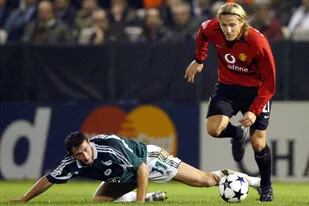 Diego Forlán, cuando jugaba en Manchester United.